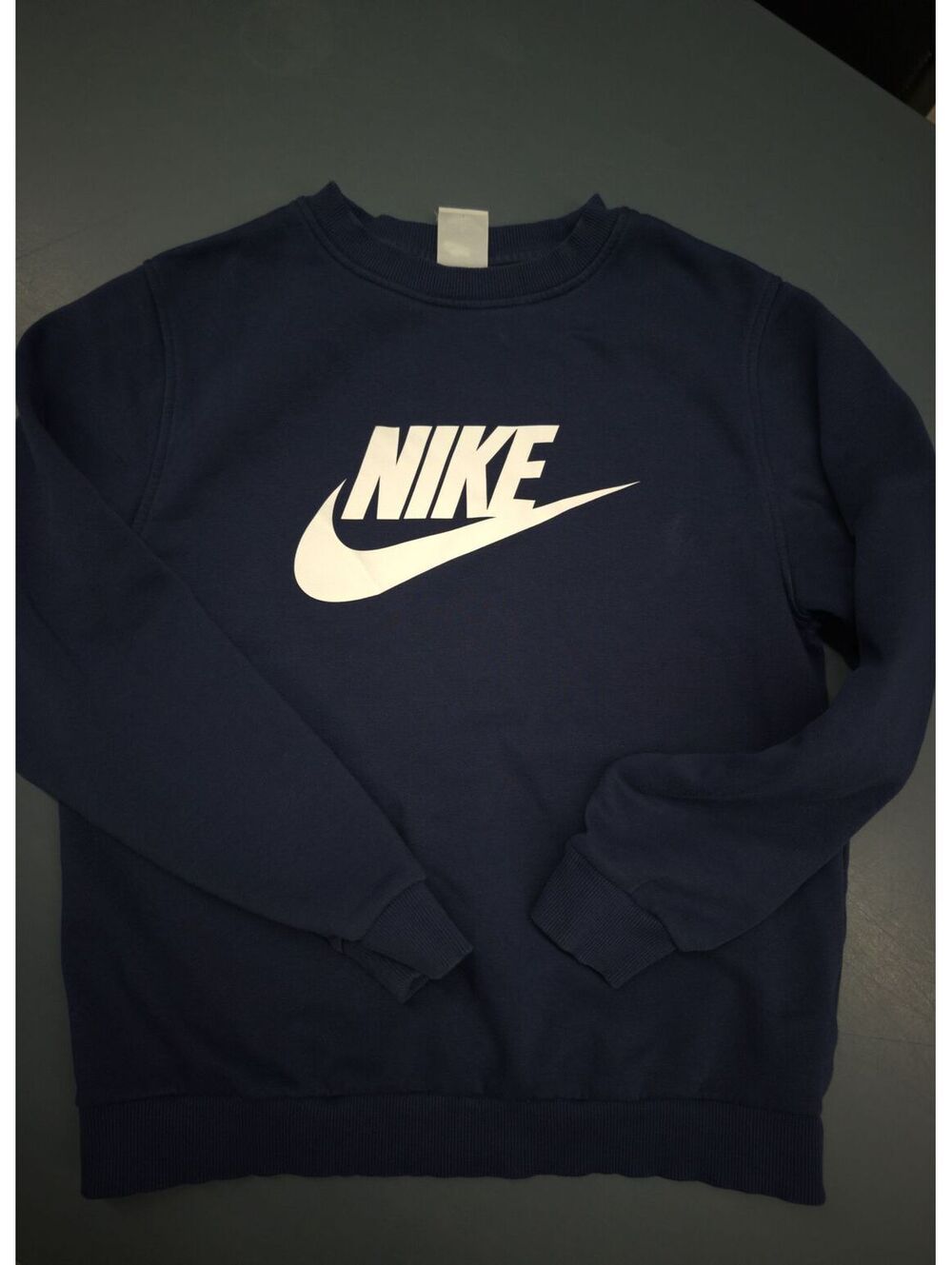 Nike Navy Blue Crewneck Sweatshirt with White Logo - XL